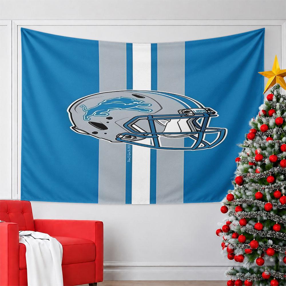 Detroit Lions Football Helmet Design Pattern Wall Hanging Tapestry Decorative Tapestry Home Decor for Bedroom and Living Room