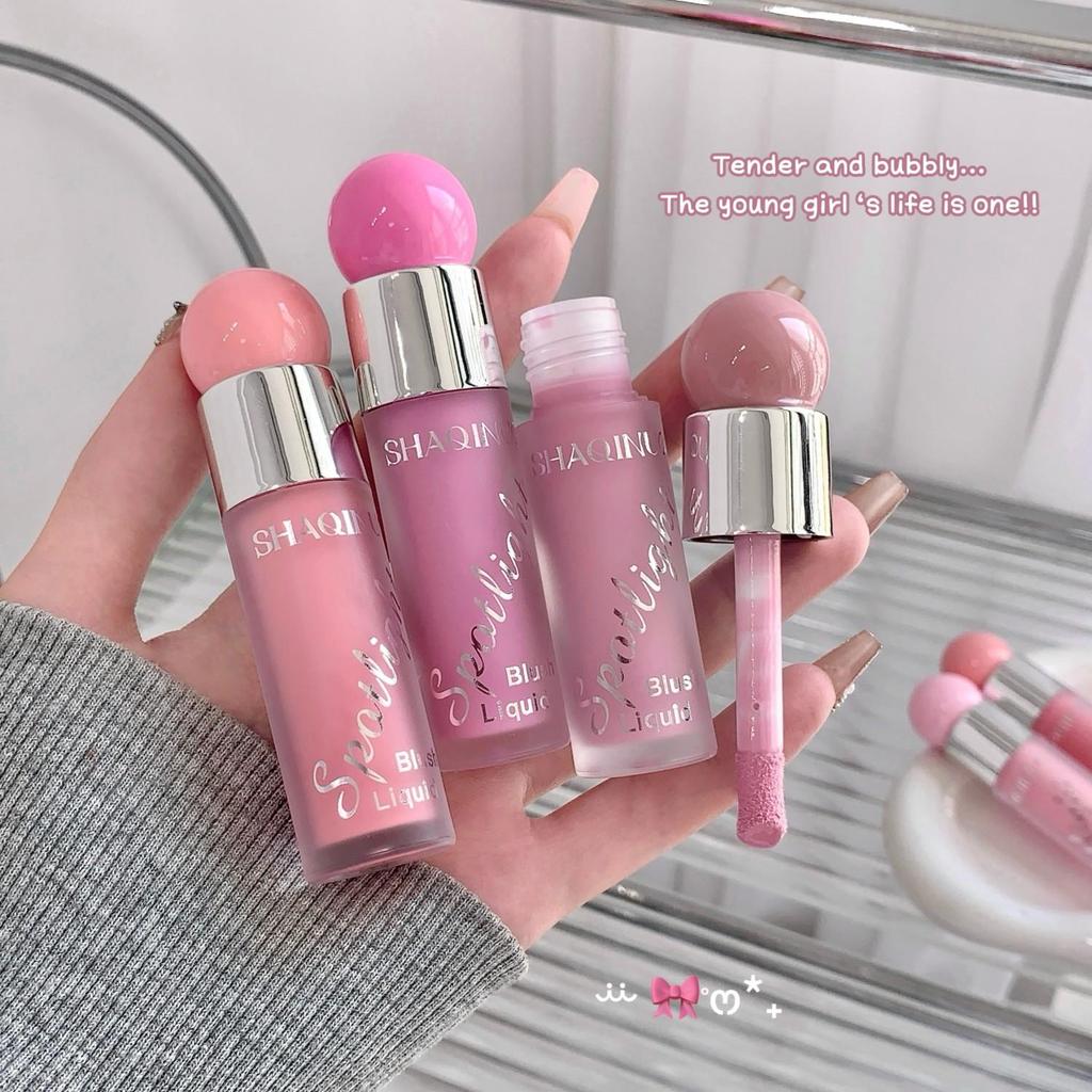 SHAQINUO Radiant Liquid Blush & Highlighter Duo 12h Dewy Glow Lightweight Water-Gel Buildable Mirror