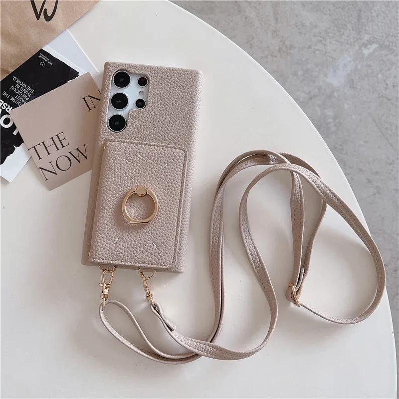 Leather Crossbody with Card Holder Phone Case for Samsung Galaxy S23 FE S24 Ultra S22 Plus A13 A22 A33 A14 A24 A34 A53 A54 Cover