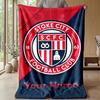 Stoke City FC Custom Name Text Flannel Blanket Soccer Logo Personalized Fleece Throw Blanket Special Gift For Sofa Bedroom Home