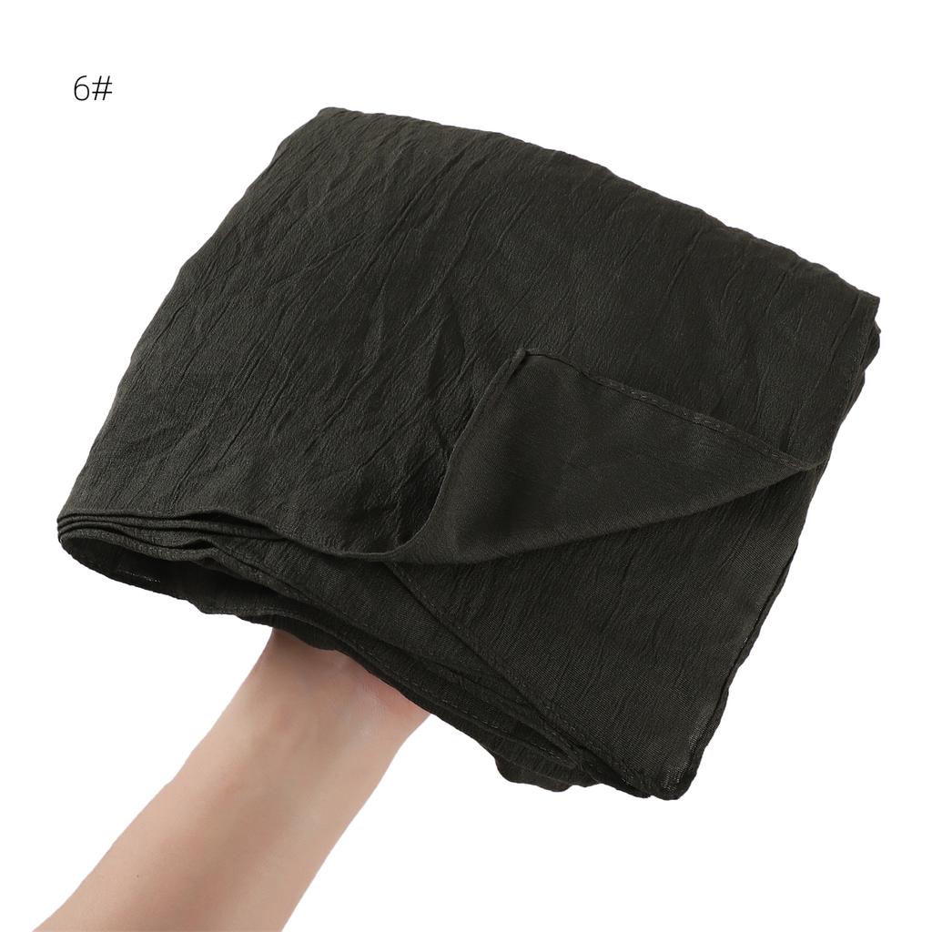 High Quality Breathable Elastic Wrinkle Long Scarf Women Plain Color Polyester Crinkle Soft Hijab Muslim Ladies Turban Headwraps