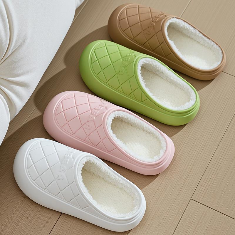 Cotton slippers with plush winter indoor warmth autumn cute couple home winter slippers plush