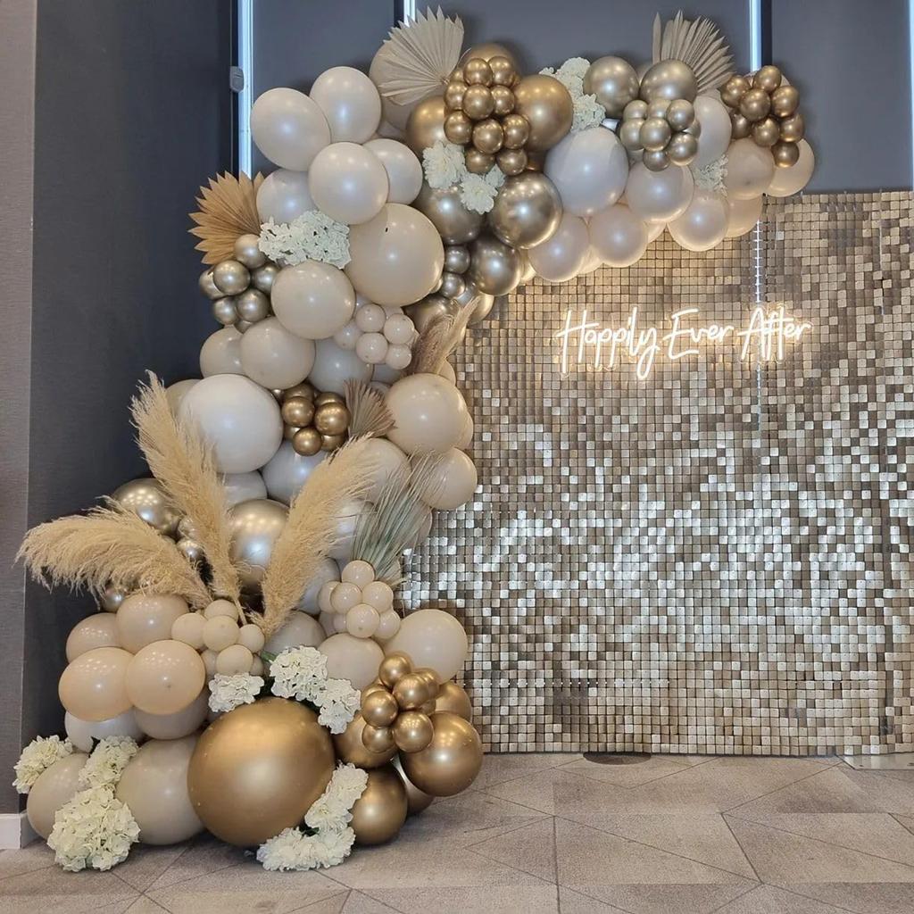 160PCS white and gold latex balloon set suitable for birthday parties, weddings, Valentine's Day party decorations