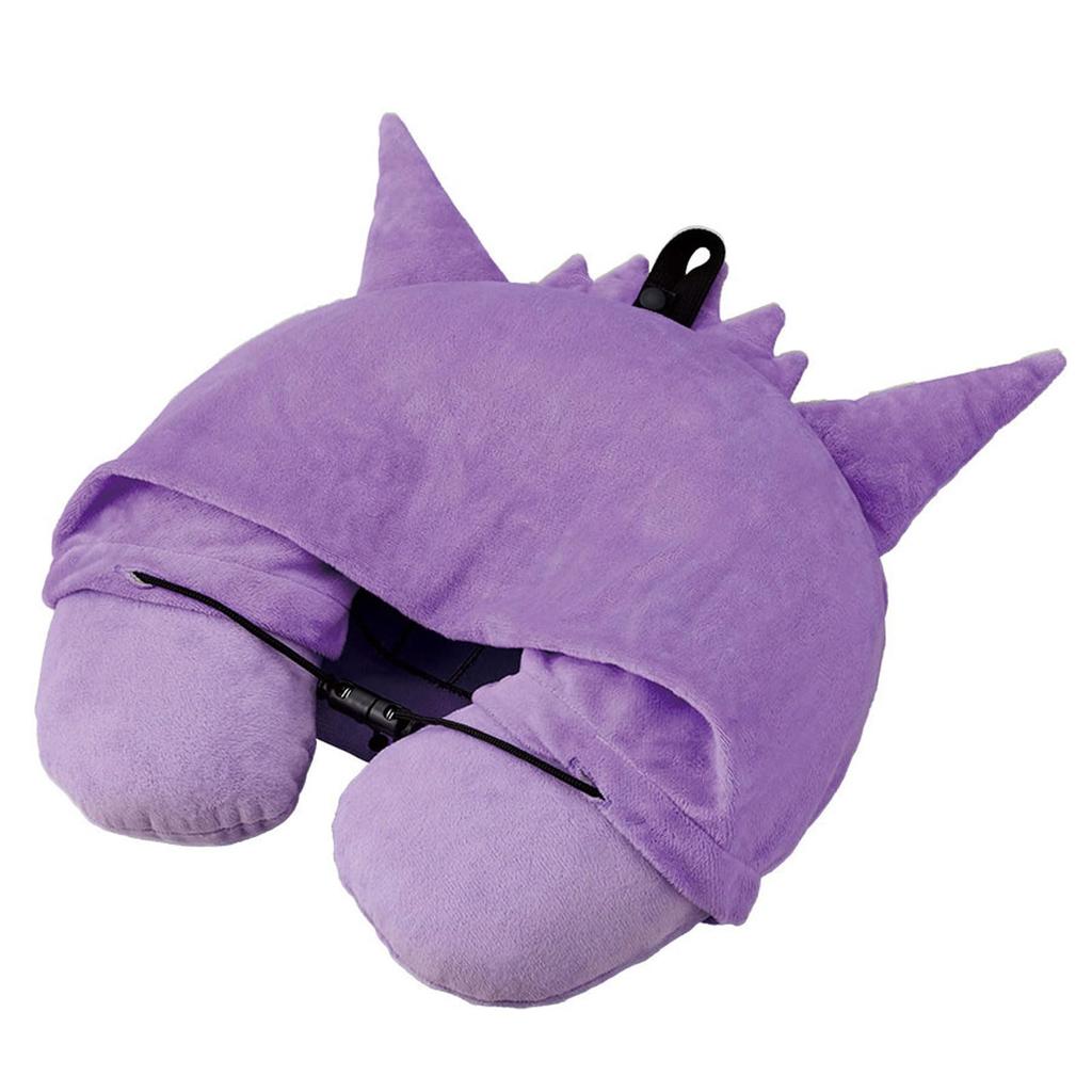 Pokemon Hooded Neck Purple Pokemon Trunk Travel Accessories Pillow, Genga, Belt, One-Touch