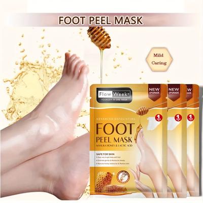 A Pair of Honey Exfoliating Foot Masks, Moisturizing and Nourishing Dry Feet, Softening Dead Skin, Leaving the Feet Smooth and Tender.