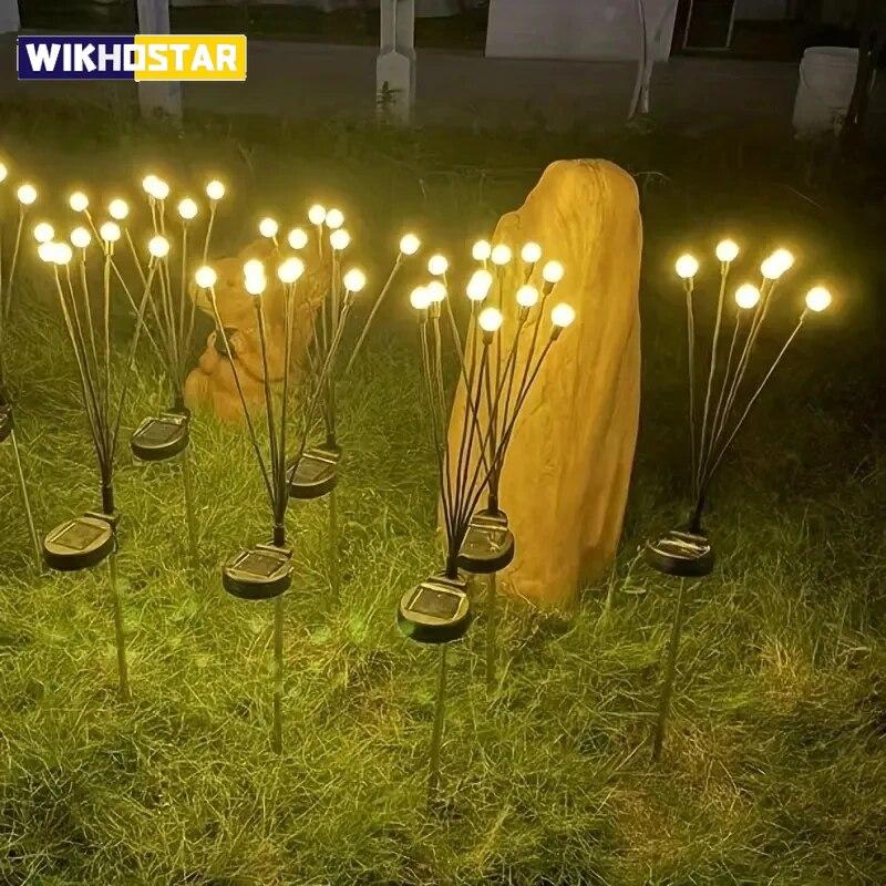 10 Lichter Solar Rasenlampe Gartenlampe, LED Windgetriebene Glühwürmchen Erdspießlampe, Garten Ramadan Dekoration Festlampe