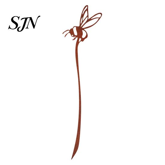 Rust Colored Garden Accents Rusty Silhouette Stake, Rustic Flower Pot Insert for Patio, Vintage Metal Stakes Bird Bee Butterfly And Ladybug