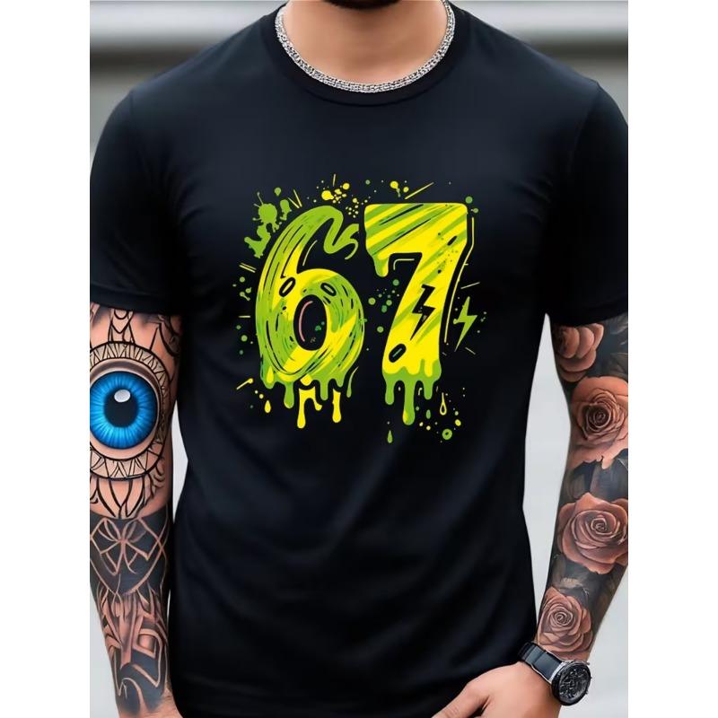 

Men S Drippy 67 Graphic T-Shirt | Retro Urban Style, Soft and Breathable, Vibrant Print Design, Round Neck, Short Sleeve Summer Tee, Hip-Hop T-Shirt 4XL чорний