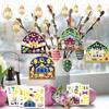 36Pcs Eid Mubarak DIY Scene Sticker with Ribbon Kits Ramadan Kids Gift Islam Muslim Party Home Decoration Hanging Ornament Craft