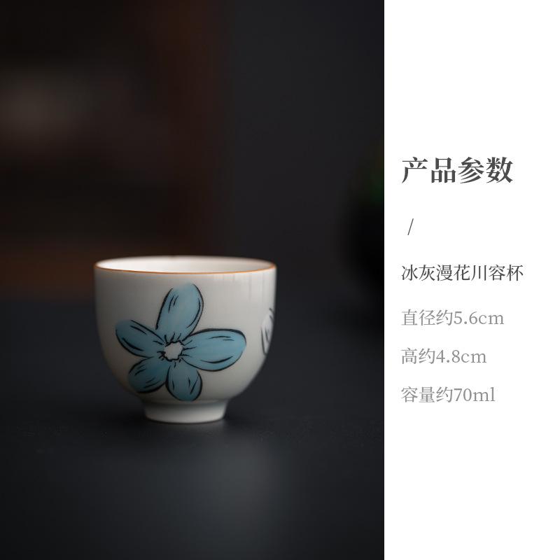 

Керамические пиалы для кунг-фу в японском стиле с изображением цветущей сакуры, креативная ледяная серая глазурь, бытовая посуда для чая, одиночная чашка, новинка 2025