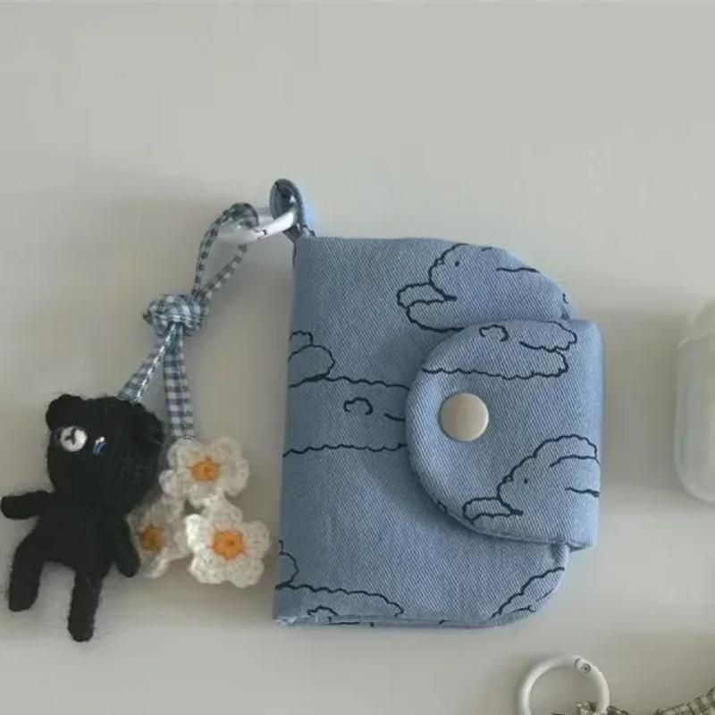 

1 шт. милый студенческий кошелек для монет, визитная карточка, простой цветочный корейский модный кошелек, держатель для карт для девочек, портативная милая маленькая сумка для хранения Blue Rabbit