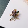 Delicate Rhinestone Birds Sitting On Branches Brooches For Women Enamel Crystal Flying Bird Parrot Clothes Lapel Pins Jewelry