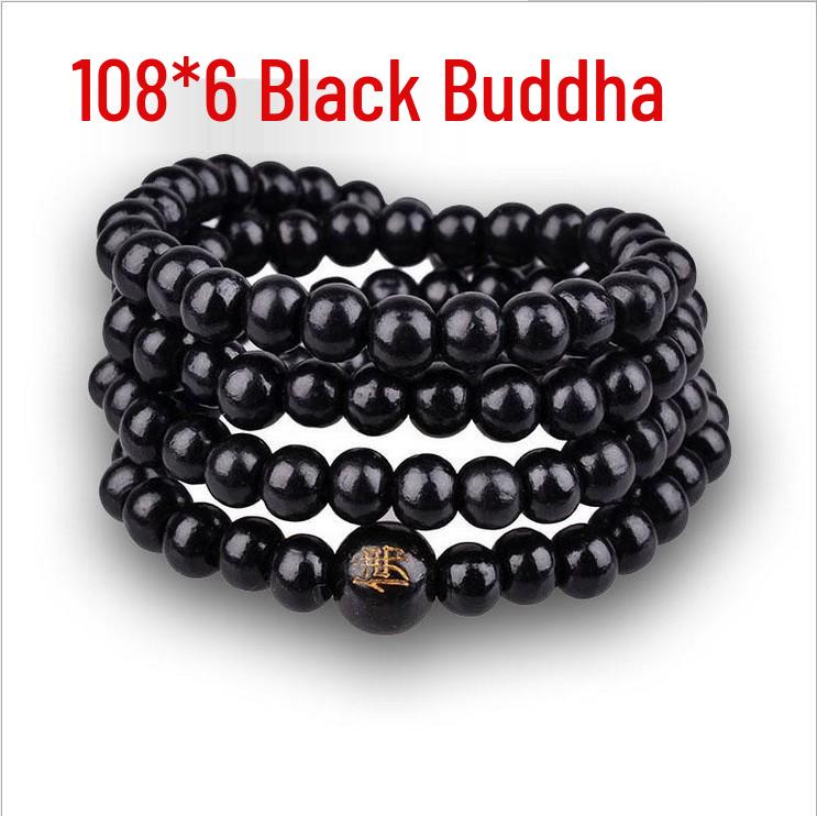 108 Sandalwood Buddhist Beads Bracelet - Fashionable Three-Round Design for Women