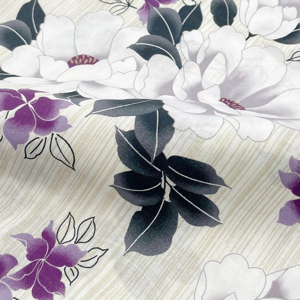 Fuuka Yukata Set with Separate One Size Fits Gardenia and Made in Wisteria X14H27B255 Women's Two-Piece Obi, All, White-Purple (Heko Obi, Japan,