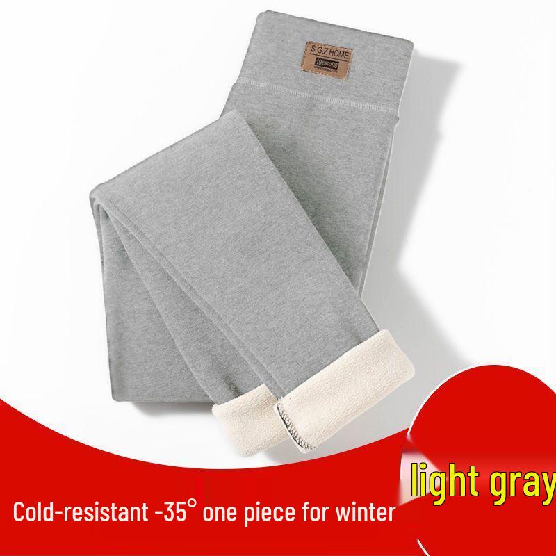 Extra Thick High Waist Women's Lambswool Fleece Leggings with Knee Pads