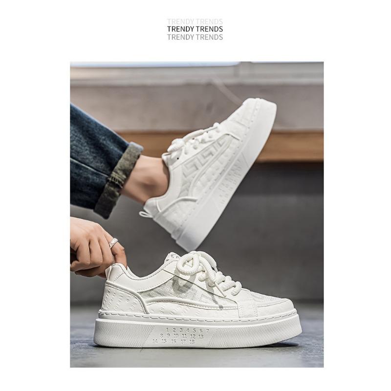 Youth Summer Breathable Trendy Versatile Casual White Thick-Soled Canvas Board Shoes.