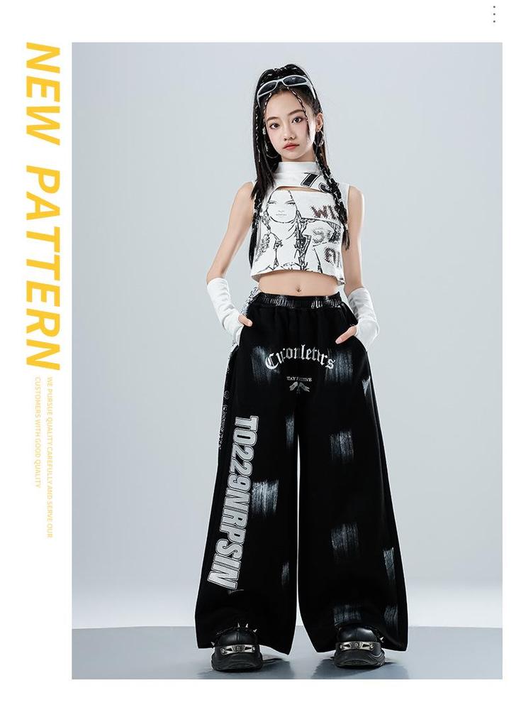 Trendy Girls' Jazz & Hip Hop Dance Crop Top Performance Costume