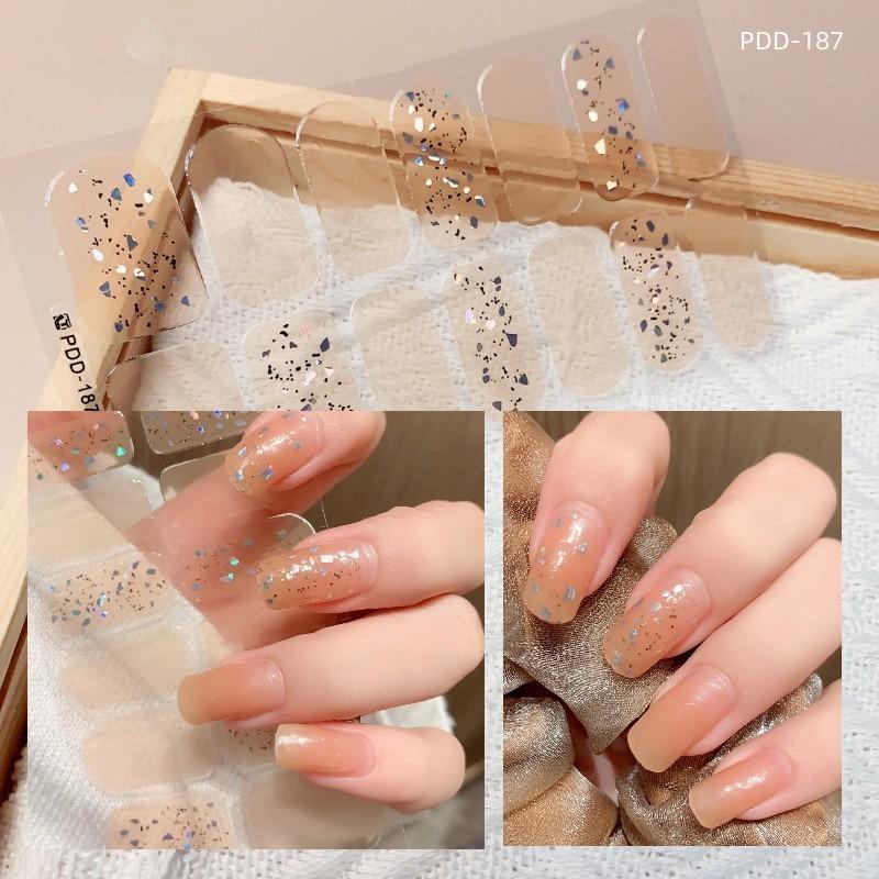 60 стилей DIY полуотвержденные гелевые наклейки для ногтей долговечные однотонные свежие цветы весной полоски для ногтей патч-слайдер наклейка с полным покрытием