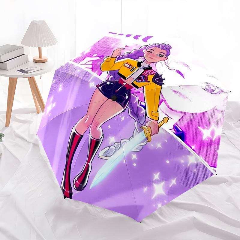 Rumi, K-POP Anime Girls Group Themed Automatic Opening and Closing Umbrella - 8 Ribs, Suitable for Leisure and Going Out, Outdoor Accessory,