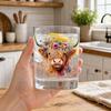 Bicchiere in Vetro Mucca delle Highlands, Bicchiere Termico Acquerello Floreale Dipinto a Mano, Tazza Trasparente per Latte Caffè Whiskey, Regalo per Amanti degli Animali