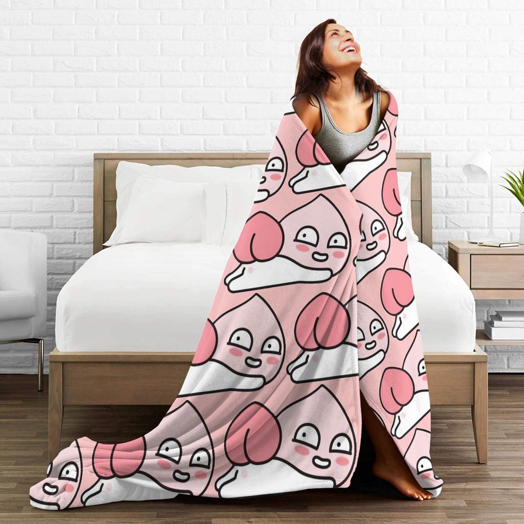 K-Kakaos F-Friends Apeach Heart Blankets Fleece All Season   Multifunction Warm Throw Blanket for Sofa Couch Rug Piece