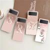 Letter Pink Shiny M R Phone Case For Samsung Galaxy Z Flip 3 4 5 Hard Folding Clear PC Bumper For Samsung Z Flip 6 Cover