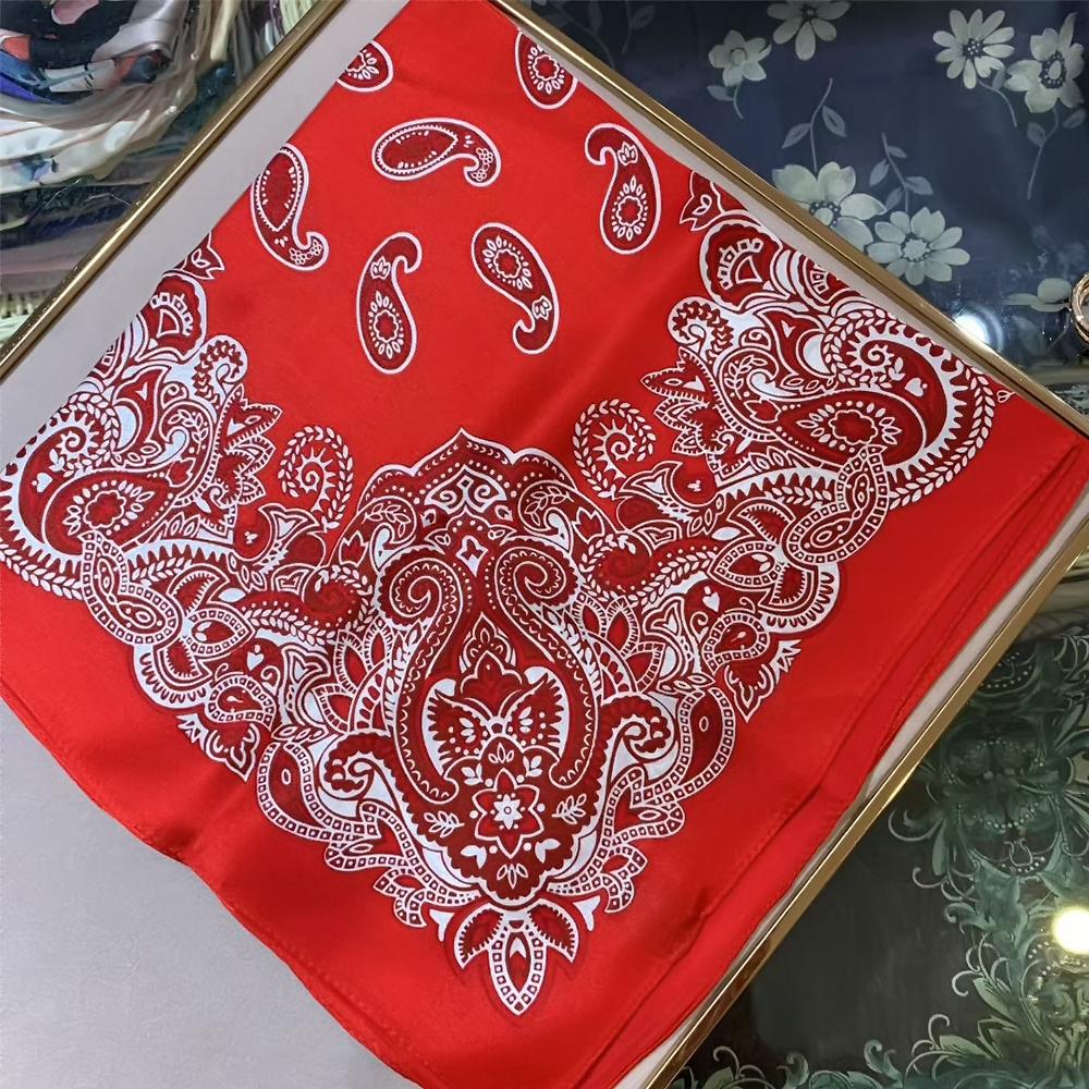 White Blue 100% Mulberry Silk Small Square Scarf Women Spring Fall Summer Hair Scarf Elegant Paisley Neck Scarves Neckerchief