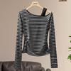 Women's Striped Off-Shoulder Long-Sleeve T-Shirt