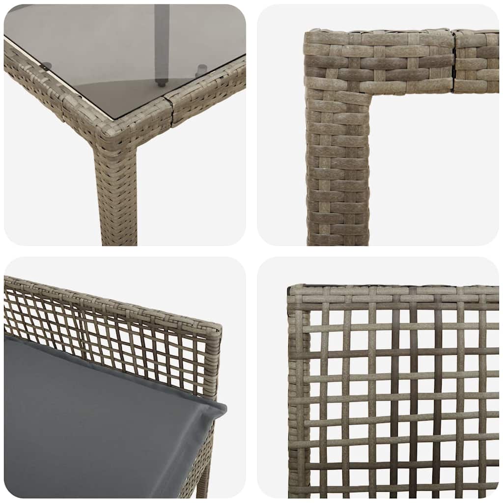 Garden Dining Set 3 pcs Gray Poly Rattan