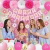Pink Red Party Decorations kits for Girls Women with Happy Birthday Banner,