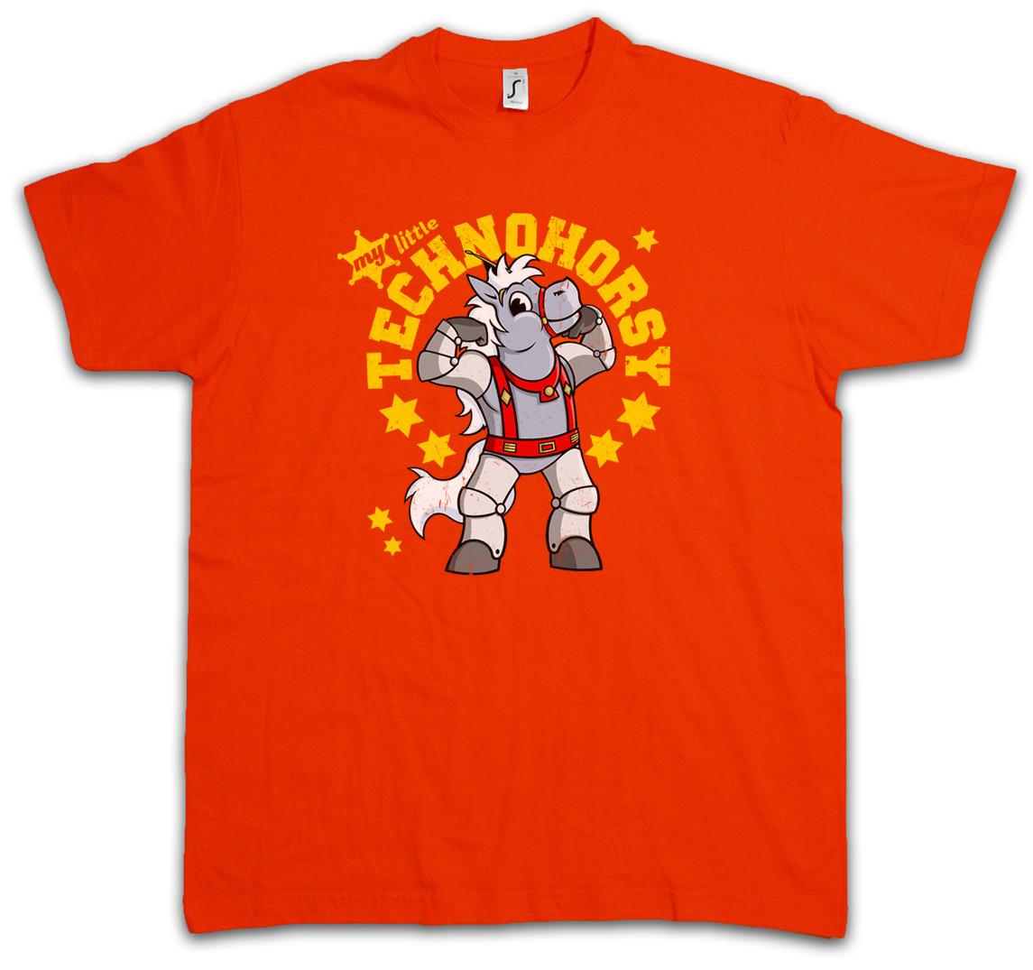 MY LITTLE TECHNOHORSY T-Shirt Mens Womens Tees Top Horse Techno Electro Marshall 3030 Bravestarr 2XL