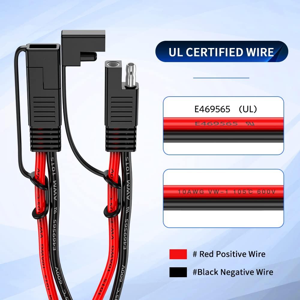 Anchtek 10AWG 1 To 2 SAE To SAE Extension Cable SAE DC Power Automotive Adapter Cable SAE Plug for Solar Panel Battery Charger