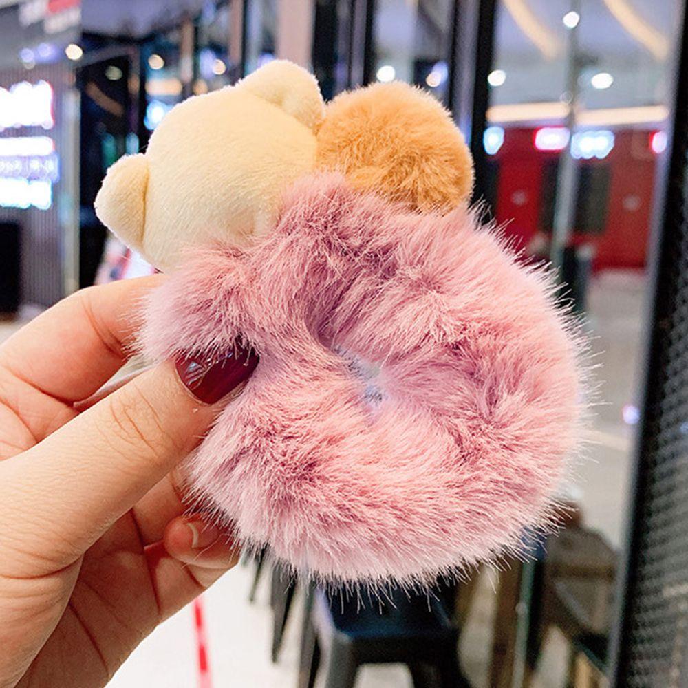 Women New Lovely Plush Bear Scrunchie Cute Rubber Bands Ponytail Holder Hair Rope Hair Accessories