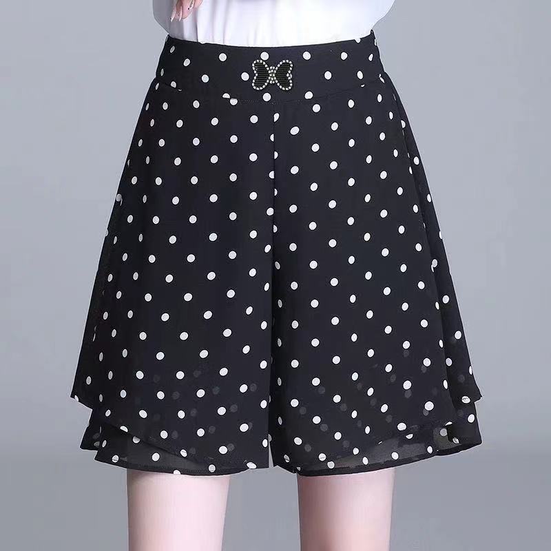 

Korean Fashion Printed Chiffon Shorts Women s Clothing Summer New All-match Casual Pockets Casual High Waist Shorts for Female 4XL білий