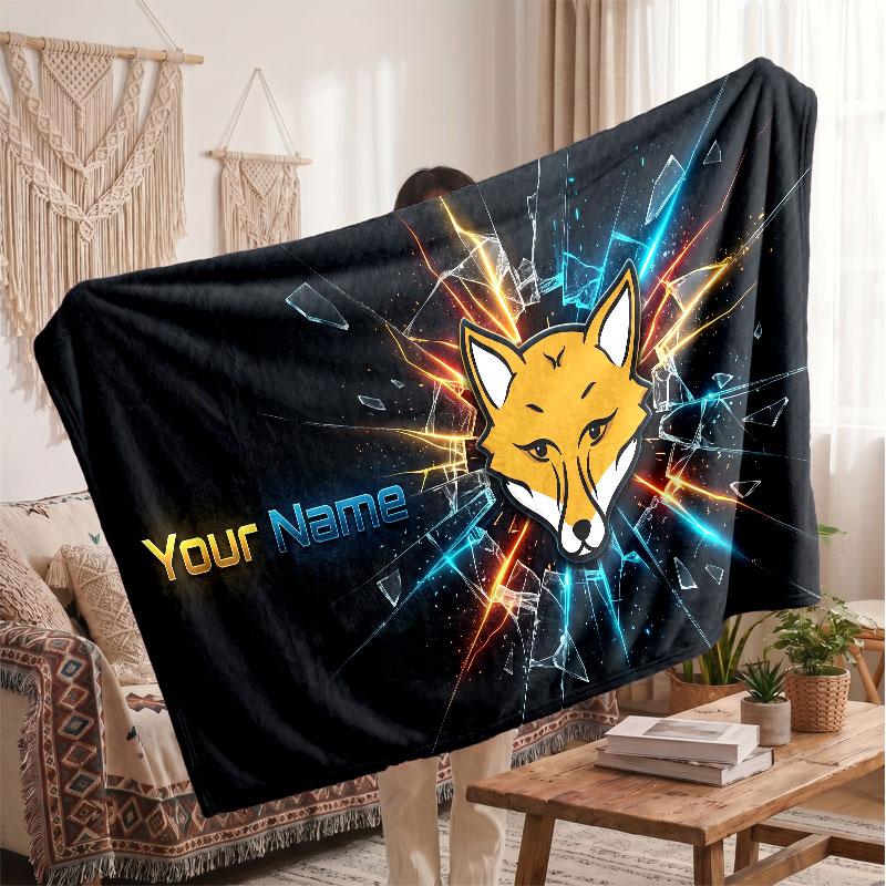Leicester City Personalized Fleece Blanket With Football Logo, Custom Name Text Soft Warm Home Throw Blanket