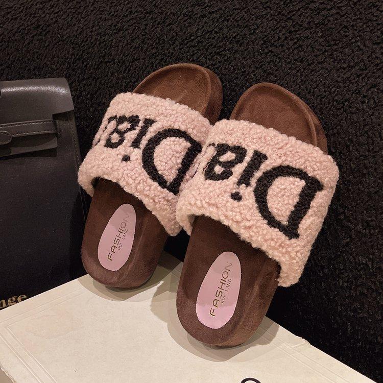 Mao Mao slippers women's outer wear 2025 new thick-soled small fragrant Mao Mao shoes high-end women's fashion foreign cotton slippers