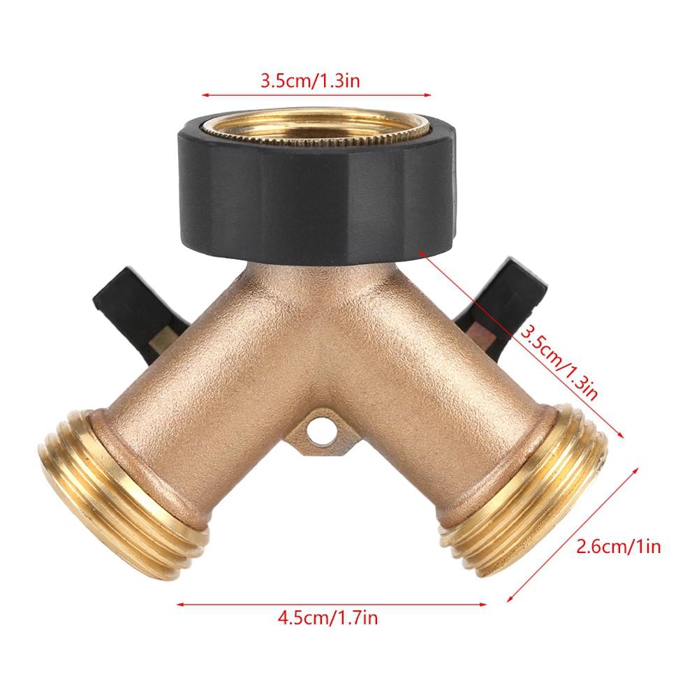Messing Vannkranadapter 2-veis Y-form 3/4 Slangekobling Hagevanning (Europeisk standard)