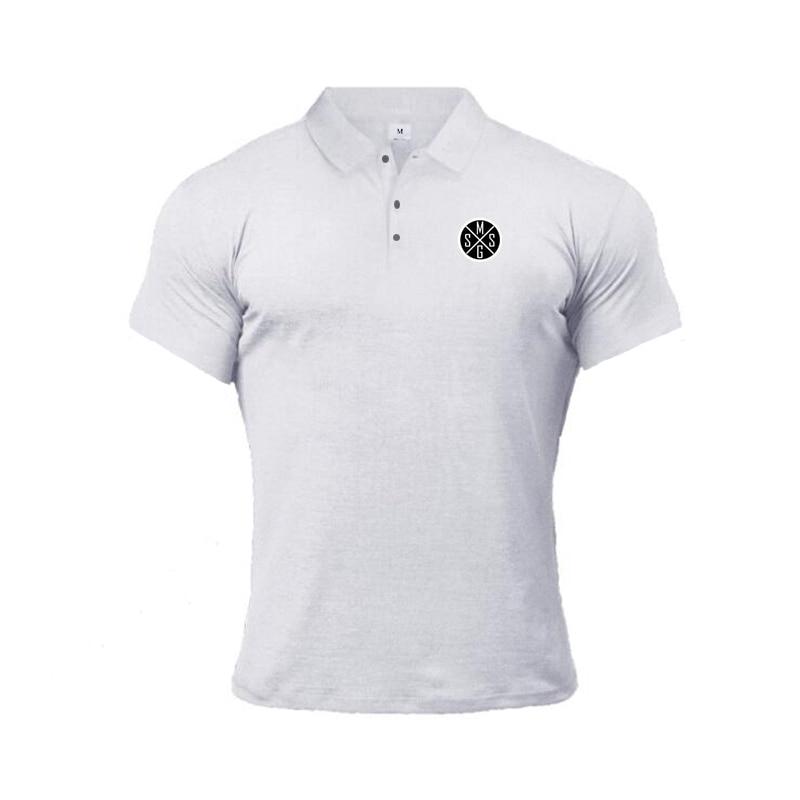 Muscleguys Summer Men's Handsome Polo T-Shirts Cotton Fitness Tops Printed Short Sleeve Korean Casual
