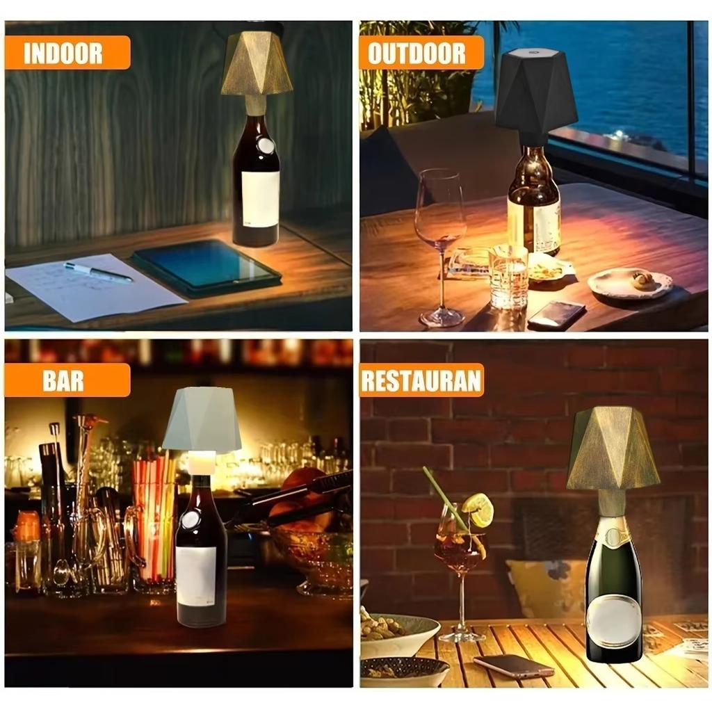 New Wireless Bottle Lamp 3 Color Stepless Dimming Rechargeable Touch Wine Bottle Lampshade Light for Bottle Stopper Night Light