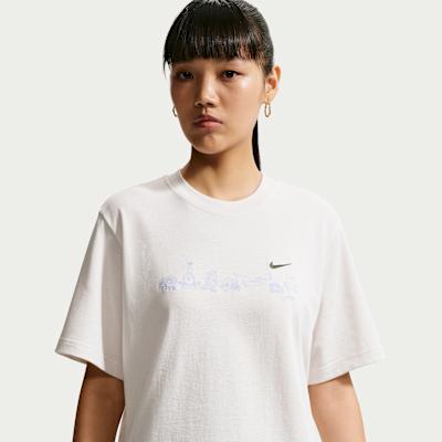 Nike Sportswear T Shirts Women s Phantom Gray White Crew Neck Moderate XS
