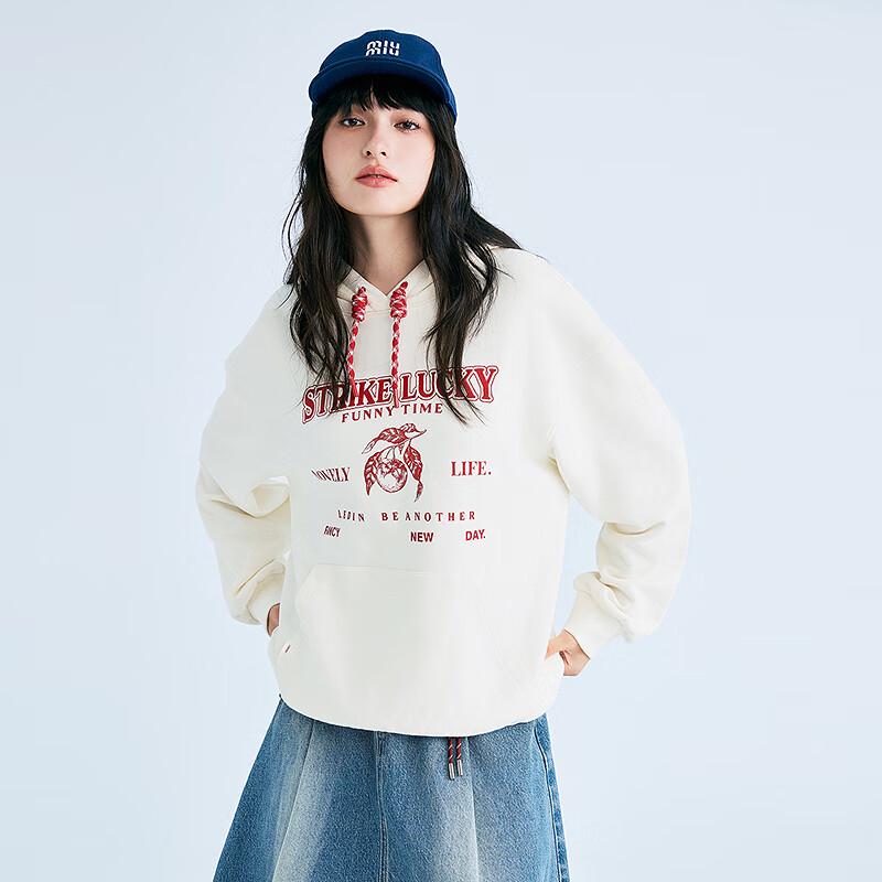 LED IN Women s 2025 Spring Hooded Letter Sweatshirt L