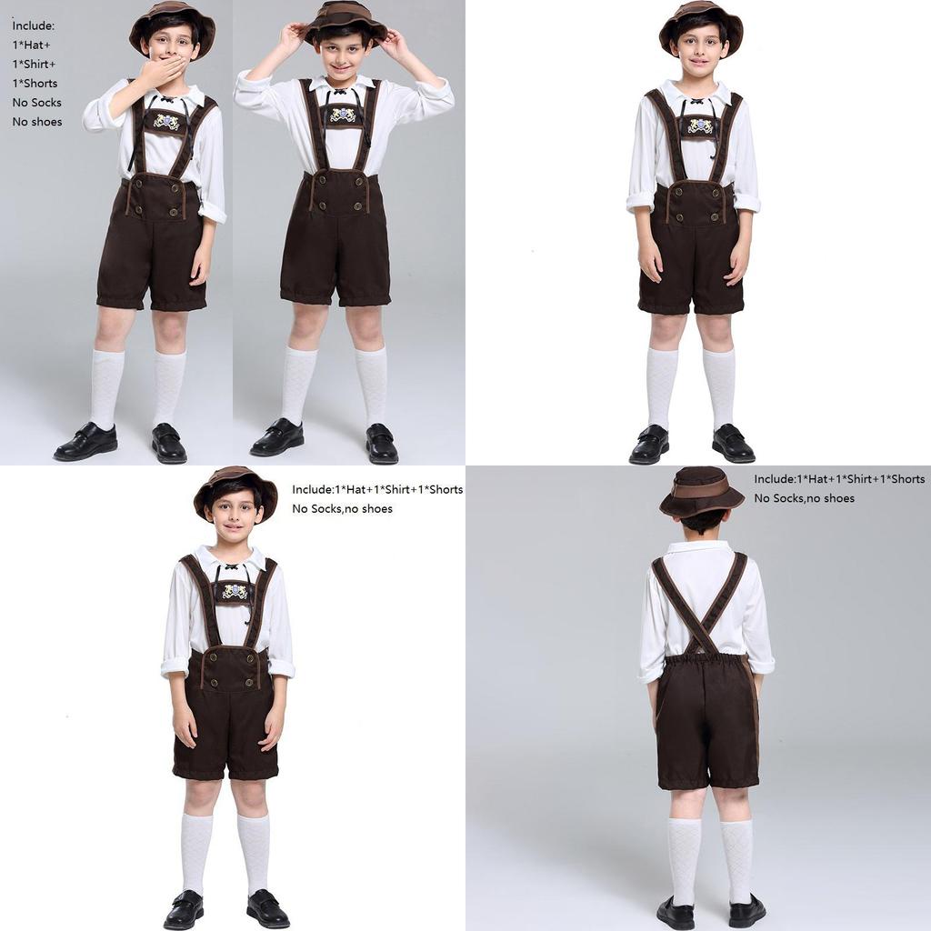 Authentic Children's German Oktoberfest Outfit With Hat For Halloween And Cosplay