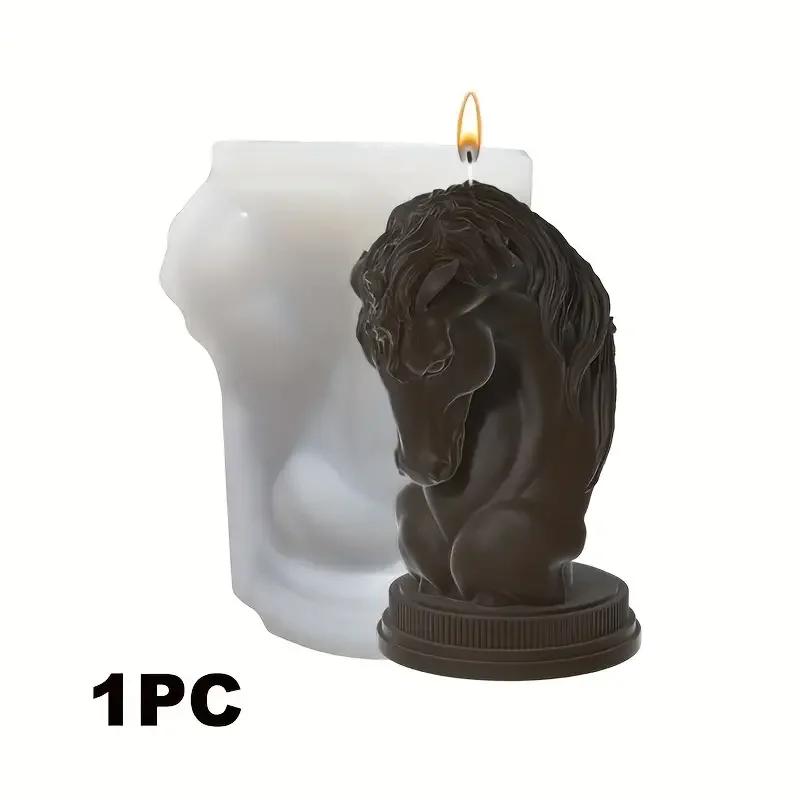 

Top Quality DIY Animal Plaster Resin Ornaments Mould Home Decoration Craft Making Molds 3D Horse Head Aroma Candle Silicone Mold