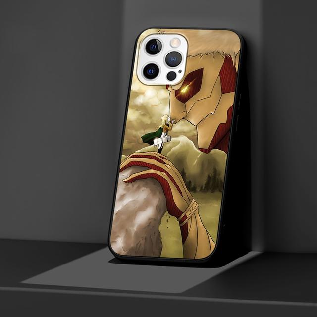 Pouzdro Attack On Titan Anime pro Iphone 14 11 13 Pro Max 12 Mini Xr 7 8 Plus Se 2020 Xs 6 6s + Coque Black měkký obal na telefon