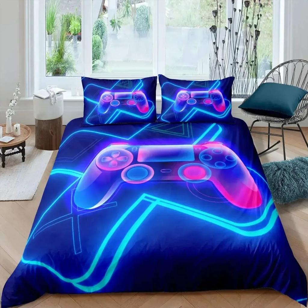 Gaming Bedding Set Game Bed Cover 135 For Adults Kids Soft Microfiber Modern Gamepad Duvet Cover Decorative With Pillowcase