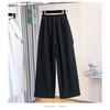 DIMANAF 2026 Plus Size Summer Women Pants Elastic Waist Oversize Fashion Office Lady Casual Long Pants Solid Black