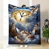 "Angels with Musical Instruments On Clouds" Patterned Flannel Blanket Perfect for the Bedroom Living Room, Sofa, or a Little Nap