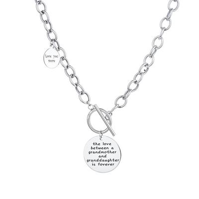 S925 Sterling Silver Letter Round Card O Word Thick Chain Necklace Personality Fashion Temperament Female Clavicle Chain