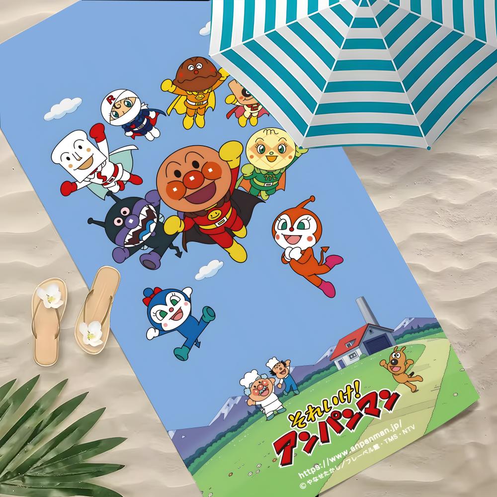 Cartoon A-ANPANMAN Towel Polyester Beach Towel Quick Dry Sand Free Bath Towel for Summer Pool Travel Vacation
