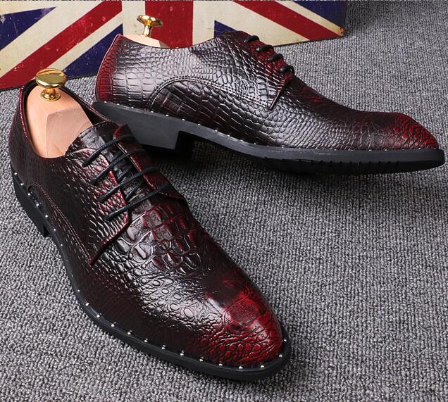 British Style Pattern Of Crocodile Leather Shoes Men'S Dress Wedding Party Business Shoes Oxford Ayakkabı Erkek M367